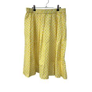 Michael Kors Full Skirt MIDI Pleated Yellow White Size Large